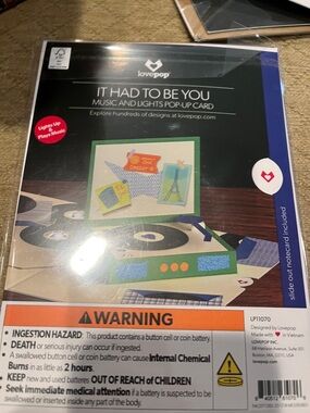 Love Green & Blue Record Player Pop-Up Card with Music and Lights